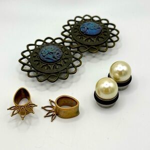 3 pair earring lot, 14mm (9/16) gauge